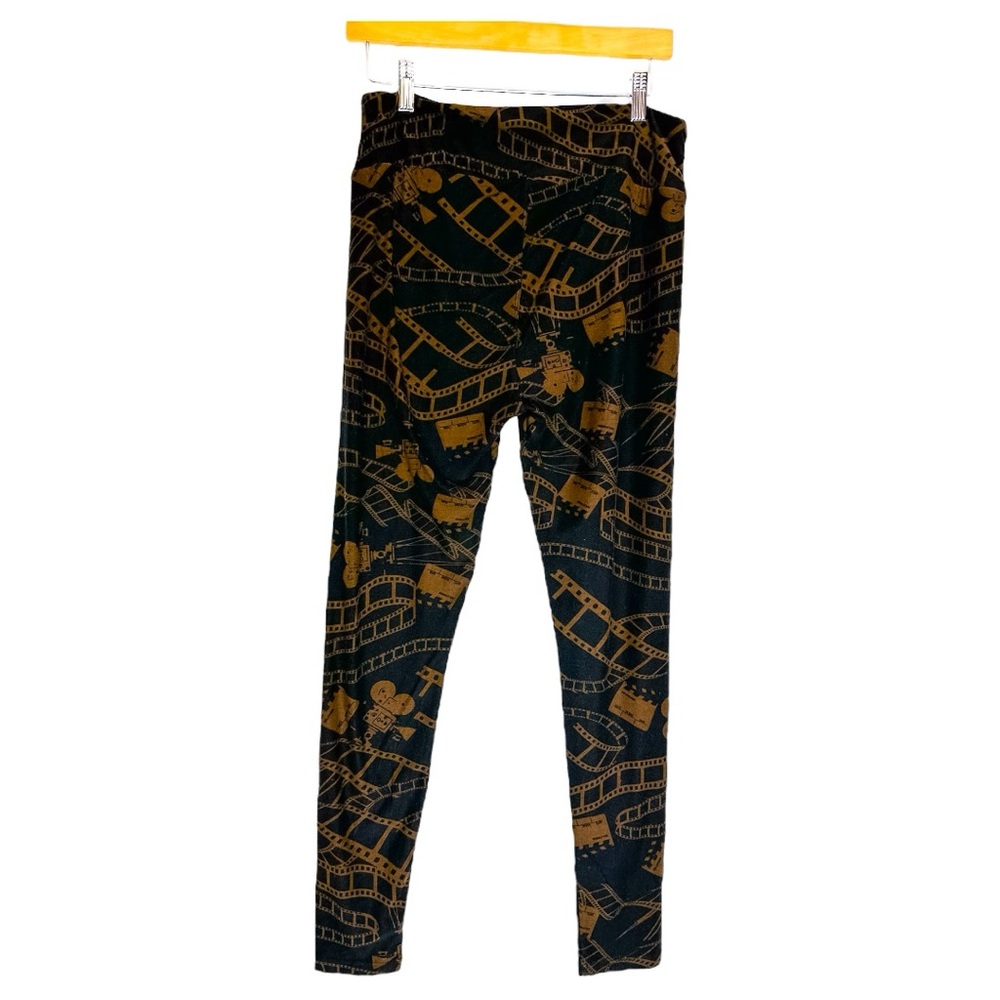 NWOT Lularoe Movie Reel Cinema Print Black Brown Leggings - Tall & Curvy TC